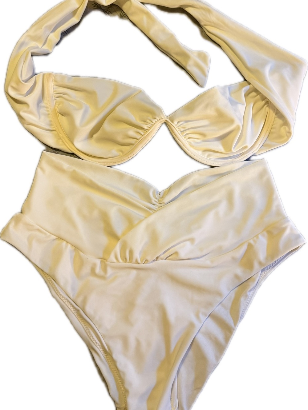 Caroline Constas Cream Bikini Set